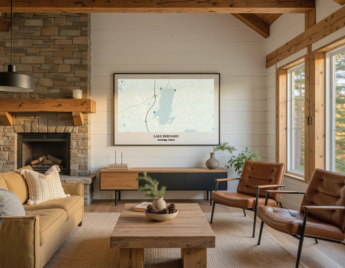Framed Lake Map of Lake Bernard